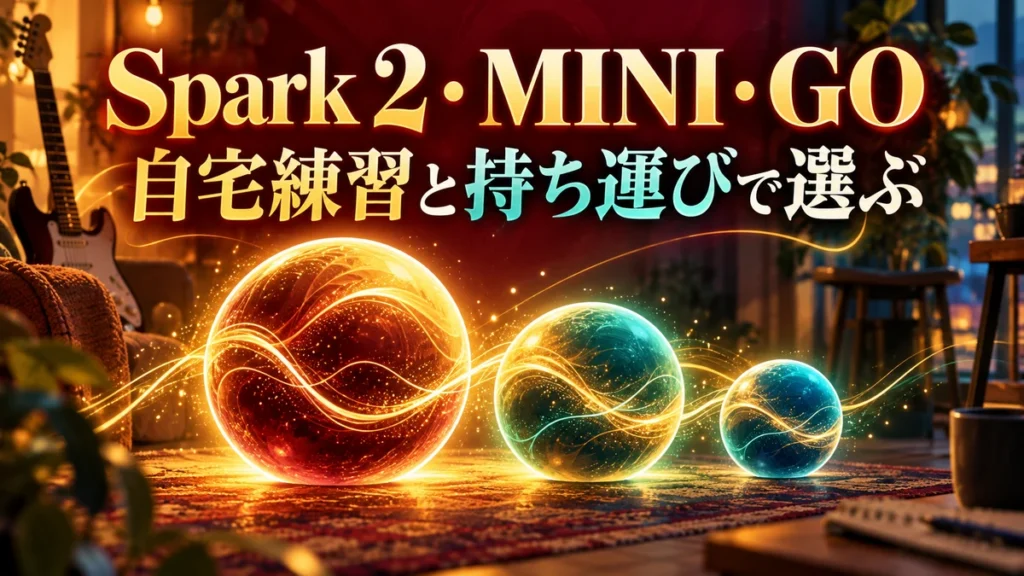 Spark 2・MINI・GO／自宅練習と持ち運びで選ぶを示す比較記事のイメージ図