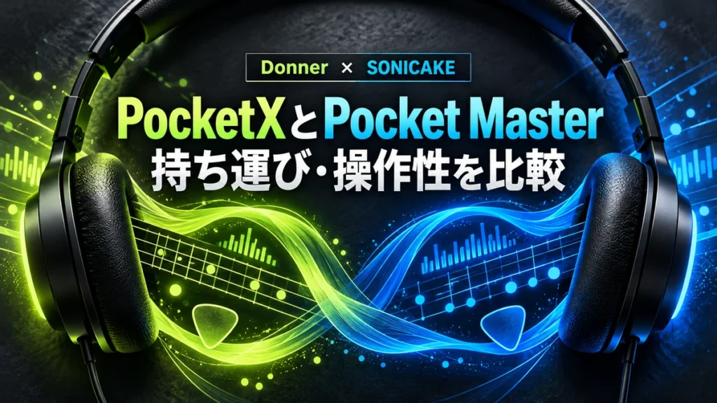 PocketXとPocket Master／持ち運び・操作性を比較／Donner × SONICAKEを示す比較記事のイメージ図